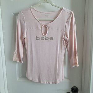 Bebe Rhinestone Logo Top - Size M